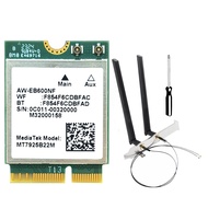 (GPBS) MT7925 WIFI 7 Card+Antennas with Baffles 5400Mbps M.2 Triple Band 2.4G/5G/6G BT5.3 WiFi Card
