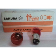 SAKURA AUTO LAMP BULBS ( RATING:12V21/6CP)(BASE:BAY15D)(BULB:S25 RED)(LEBZ)