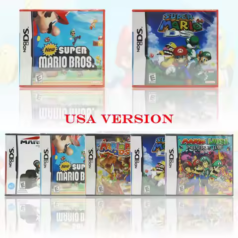 USA Version Super Mario 64 DS/Mario Bros/Kart/Party/Partners in Time Series DS Game Card Black Case 