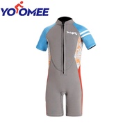 Yoomee ชุดเซิร์ฟวิ่งมืออาชีพสำหรับเด็กหนา2.5มม. Baju Menyelam Neoprene ชุดว่ายน้ำดำน้ำขาสั้นอบอุ่นสำ