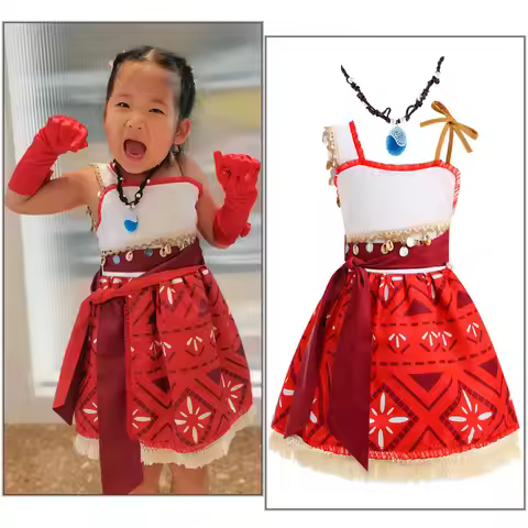 Christmas Halloween Hawaiian Cosplay Baby Girls Moana Princess Party Fancy Dress Carnival Tropical L