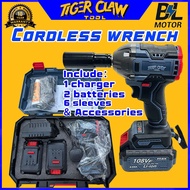 TIGER CLAW Impact Wrench Cordless 2-Battery 880Nm Electric Impact Gun 1/2 Screwdriver Power Tool Set
