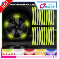 Ho Sticker Glow In The Dark 20Pcs For Vehicle Reflective Strip Stickers 20Pcs For Rims Car Motorcycle Bike Sticker Reflective Strip Car Wheel Colorful Sticker Paste Accessory Sticker Decoration