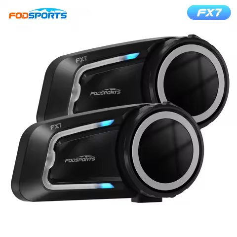 2pcs Fodsports FX7 Mesh Motorcycle Intercom Bluetooth Helmet Intercom Headset,BT 5.4,10 Rider 2000M.