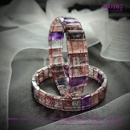 HOJB Top Grade Brazilian Super Seven Crystal 6AA Rectangle Bracelet 12-14mm 聚寶軒顶级巴西超七水晶6AA扁形手排12-14m