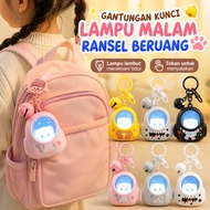 GANTUNGAN 3D Astronaut Cat LED Bell Bag Keychain Cute Accessories
