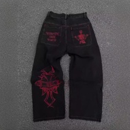 y2k jeans baggy jeans men y2k Men's Casual Hip-Hop Skull Design Jeans - Regular Fit