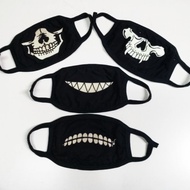 Washable Fabric Mask Designs Skeleton Skull/Tengkorak Smiley Gigi Fabric Face Mask/Size Dewasa