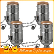 Vintage E26 Lamp Socket with Pull Chain Switch, Replacement Parts 4-Pack Bulb Base for Table& Floor 