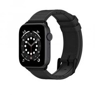 魚骨牌 - Apple Watch Ultra/7/6/5/4/SE (42/44/45/49mm) Hybrid 矽膠真皮錶帶 - 黑