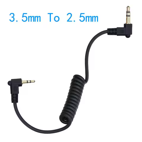 3.5mm To 2.5mm Male To Male 3 Pole 90 degree Angled Audio Coiled Spiral 20cm For Camera Microphone
