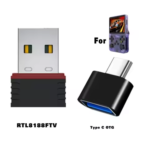R36S (WiFi) RTL8188FTV USB Dongles y adaptador OTG TIPO C para R36S