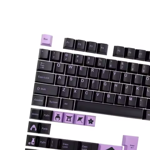 PBT Keycap GMK Lilac on Black 142 Keys Cherry Profile DYE Subbed ISO Enter For GH60 GK61 GK64 68 75 