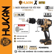Máy khoan pin 21V (2 in 1) đầu kẹp 10mm HUKAN BODY-HK-HM21-G2C-K7 | lực siết 65N.m đèn LED chiếu sán