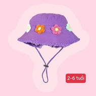 Flower charm hat for girls, hot fashion bucket hat for kids MU574 [2-7 years old]