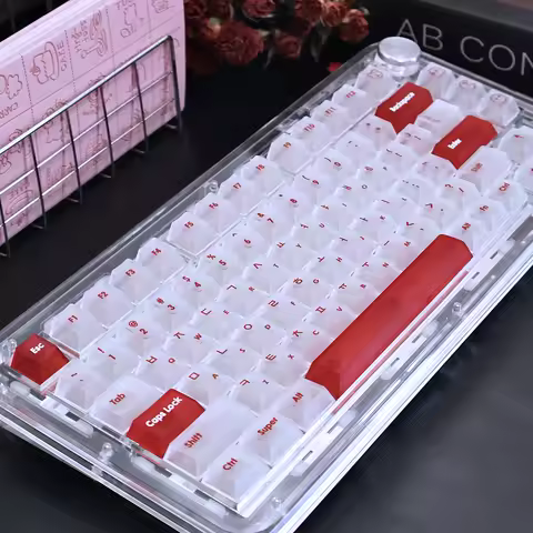 Korean Keycaps Russian 131Keys Pc Cherry Translucent Frosted Matte Retro Red For Aula75/99 Mechanica
