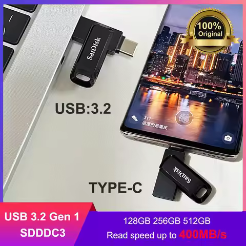 SanDisk Ultra Dual Go USB Type-C USB 3.2 Gen 1 64GB 128GB 256GB 512GB Flash Drive Pen Drive Memory F