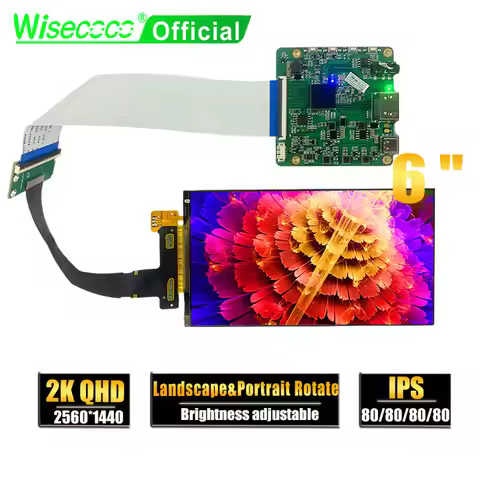 Wisecoco 6 Inch 2k LCD Screen For Raspberry Pi Ips Display Ps4/5 Game Console TV Box Brightness Adju