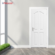 ส่งฟรี!! Polywood โพลีวูด - ประตู uPVC รุ่น PNR-006 ผิวเสี้ยนไม้ REVO สีขาว สำหรับใชัภายนอกและภายใน