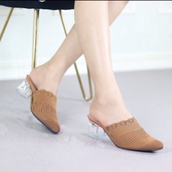 sepatu wanita /Hig Heels kaca rajut terbaru Transparan/ sandal hak tahu 5 cm wanita/ wedges 2022