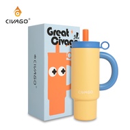 CIVAGO(36oz)แก้วน้ําฟางสแตนเลส 316L ความจุขนาดใหญ่สูญญากาศฉนวนถ้วยติดรถยนต์
