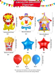 21pcs/set Carnival Balloon Decorations Suitable for Birthday Parties Circus Theme Carnival Theme