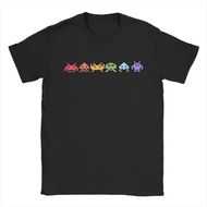 Space Invaders Rainbow Alien Pixel T-Shirt Men's Round Neck Short Sleeves Gift Ideas Clothes
