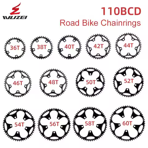 WUZEI 110BCD Road bike 110 bcd chainring 5 bolt 36T 38T 40T 42T 44T 46T 48T 50T 52T 54T 56T 58T 60T 