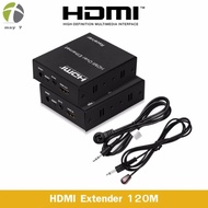1080P HDMI Extender 120m ผ่านสายเคเบิล TCP / IP Cat5e / 6 Ethernet อินฟราเรด Transmitter / Receiver 