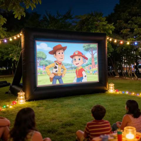 8ft 10ft 18ft Inflatable Outdoor Projector Movies Screen with Low-Noise Blower for Party Pool Fun Ou