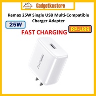 [CLEARANCE] REMAX RP-U89 25W Single USB Multi-Compatible Fast Charger Adapter Charging for Smartphon