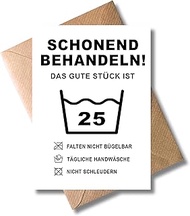 WBdesignz Funny Birthday Card with Envelope – Treat Gently! 25th Birthday Gift Card Happy Birthday –