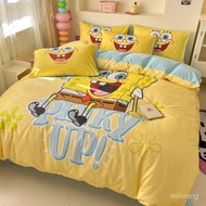 All Cotton Spongebob Squarepants Bed Four-Piece Set Sheet Pack Quilt Cover Pillowcase Cartoon A Side