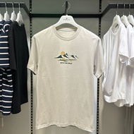 Giordano pure cotton landscape printed t-shirt men's solid color short sleeved round neck new top FG