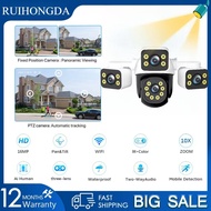 RUIHONGDA 16MP 8K 4 lens 10x optical zoom waterproof CCTV outdoor WIFI phone connection IP camera PT