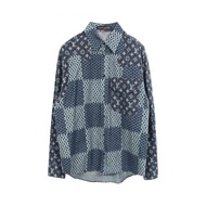 【สินค้ามือสอง】 หลุยส์ วิตตอง LOUIS VUITTON × NIGO เสื้อเชิ้ตแขนยาวผ้าแฟลนเนล ลาย Monogram Waves Gian