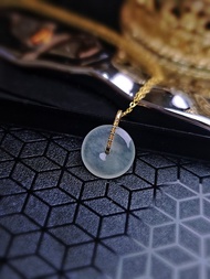 招財•圓滿•平安•同心|18k真金鑽高冰晴平安扣|緬甸A貨翡翠吊墜