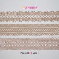 Charisma Brown Guipper Lace FR - Embroidered Lace 6cm Wide/ Price Per Roll (15 Yards)