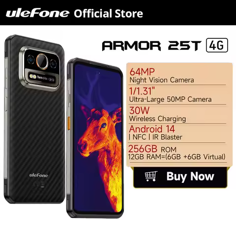 Ulefone Armor 25T 4G Rugged Phone Android 14 33W 50MP+64MP Night Camera NFC Waterproof Smartphone 6.