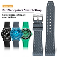 Rubber Silicone Watch Band for Swatch X Blancpain Five Oceans Men Women Curved End Waterproof Sport 
