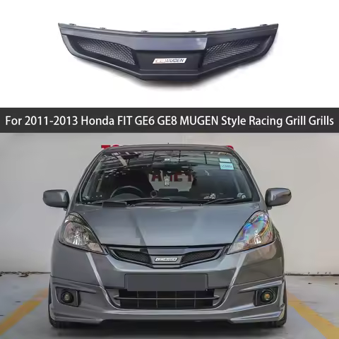 For Honda FIT 2011 2012 2013 GE6 GE8 MUGEN Style Front Bumper Hood Mesh Grills Front Bumper Grille R