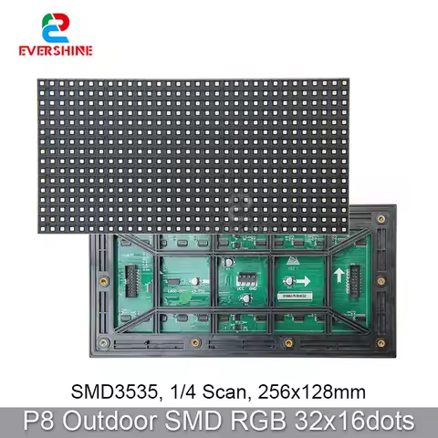 LED Matrix Panel P8 Outdoor 1/4 Scan 3in1 SMD3535 RGB Full Color 256x128mm 32X16Pixels Led Signs Mod