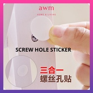 AWM 96biji PVC Screw hole Sticker Skru Lubang Sticker PVC 1pcs Dalam ada 96biji Sticker Black White