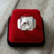 LZ Silver 925 Men Ring Horse Head Size21 Solid Silver Horse Ring