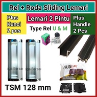 Rel Sliding Lemari Tanam U Dan M 2 Pintu Plus Roda Kunci Handle Lengkap