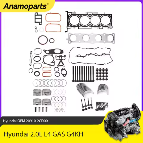 Engine Piston & Gasket Seal & Head Bolts & Valve Kit Fit 2.0 L G4KH For Hyundai Genesis Coupe Sonata
