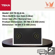 TEKA Built In Glass Gas Hob GVI 78 2G AI AL 2TR /TEKA Gas stove GVI 78 2G AI AL 2TR / KUTCHENHAUSS
