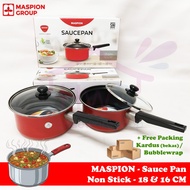 MASPION - 16 18 CM Induction Non-Stick Glass Lid Milk Pot