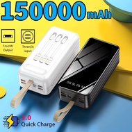 150000mah power bank Original 100000mah powerbank fast chargingl Flashlight Led Display powerbank with built in 3 cable