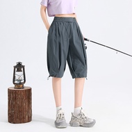 WASSUP CMKPO Womens Ice Silk Quick Dry Pants Summer Thin Loose Casual 7/8 Workwear Shorts Tactical S